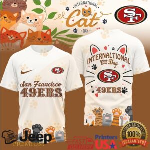 San Francisco 49Ers International Cat Day Tshirt Cute Cat Paw Nfl Fan Apparel