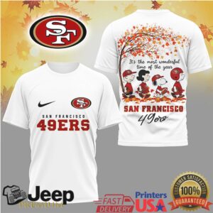 San Francisco 49Ers Snoopy & Charlie Brown Fall Season Nfl Tee