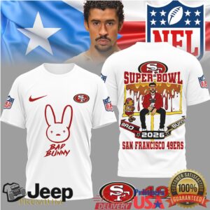 San Francisco 49ers Official NFL Bad Bunny Super Bowl 3D Shirt