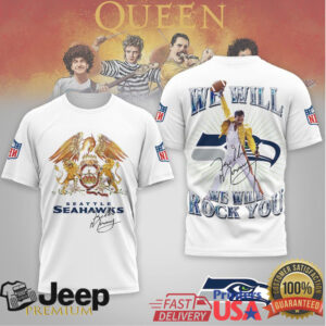 Seattle Seahawks Freddie Mercury Queen “We Will Rock You” NFL Tee Seattle Seahawks Freddie Mercury Queen “We Will Rock You” NFL Tee