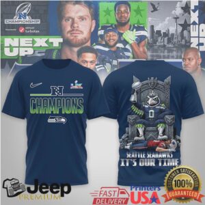 Seattle Seahawks NFC Champions Super Bowl LIX Mascot Throne T Shirt