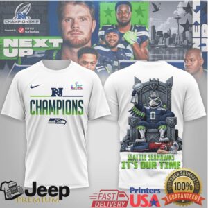 Seattle Seahawks NFC Champions Super Bowl LIX Mascot Throne T Shirt