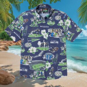 Seattle Seahawks NFL Reyn Spooner Hawaiian Shirt Scenic Tailgate Print Seattle Seahawks NFL Reyn Spooner Hawaiian Shirt Scenic Tailgate Print