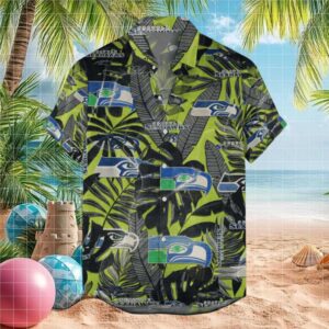 Seattle Seahawks NFL Tropical Hawaiian Shirt Action Green Floral Palm Design