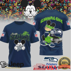 Seattle Seahawks Official NFL Gangsta Mickey 3D Shirt Seattle Seahawks Official NFL Gangsta Mickey 3D Shirt