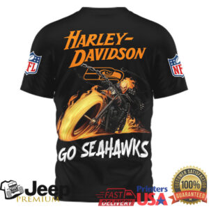 Seattle Seahawks Official NFL Ghost Rider Harley Davidson 3D Shirt Seattle Seahawks Official NFL Ghost Rider Harley Davidson 3D Shirt