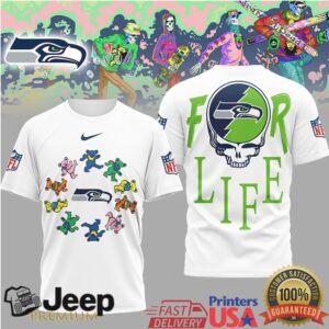 Seattle Seahawks Official NFL Grateful Dead For Life 3D Shirt
