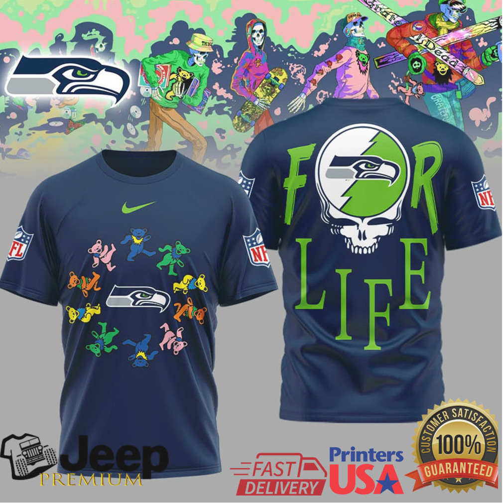 Seattle Seahawks Official NFL Grateful Dead For Life 3D Shirt Seattle Seahawks Official NFL Grateful Dead For Life 3D Shirt
