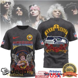 Seattle Seahawks Official NFL Guns N Roses 3D Shirt