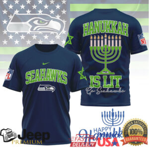 Seattle Seahawks Official NFL Happy Hanukkah 3D Shirt