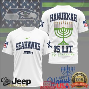 Seattle Seahawks Official NFL Happy Hanukkah 3D Shirt