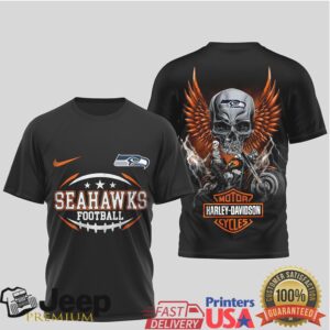 Seattle Seahawks Official NFL Harley Davidson 3D Shirt