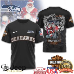 Seattle Seahawks Official NFL Harley Davidson Santa Claus 3D Shirt Seattle Seahawks Official NFL Harley Davidson Santa Claus 3D Shirt
