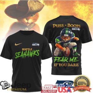 Seattle Seahawks Official NFL Puss In Boots 3D Shirt