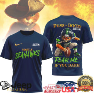 Seattle Seahawks Official NFL Puss In Boots 3D Shirt
