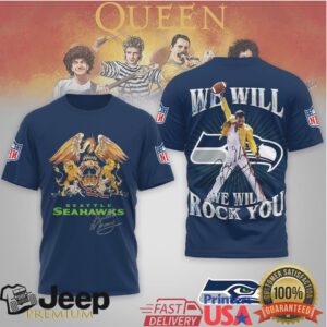 Seattle Seahawks Official NFL Queen We Will Rock You 3D Shirt
