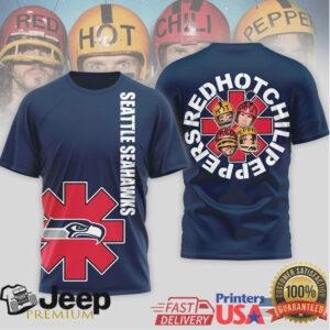 Seattle Seahawks Official NFL Red Hot Chilli Peppers 3D Shirt Seattle Seahawks Official NFL Red Hot Chilli Peppers 3D Shirt