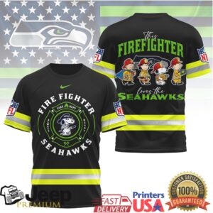 Seattle Seahawks Official NFL Snoopy Firefighter 3D Shirt