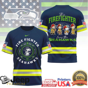 Seattle Seahawks Official NFL Snoopy Firefighter 3D Shirt