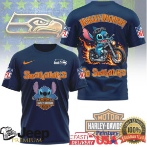Seattle Seahawks Official NFL Stitch Harley Davidson 3D Shirt Seattle Seahawks Official NFL Stitch Harley Davidson 3D Shirt