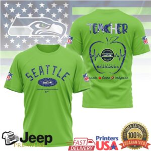 Seattle Seahawks Teacher Appreciation Night Teach Love Inspire Tshirt