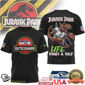 Seattle Seahawks x Jurassic Park “Life Finds A Way” Graphic T Shirt