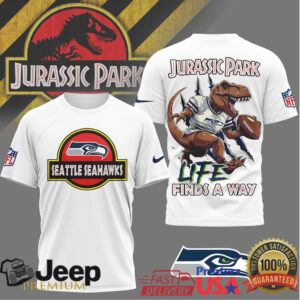 Seattle Seahawks x Jurassic Park “Life Finds A Way” Graphic T Shirt
