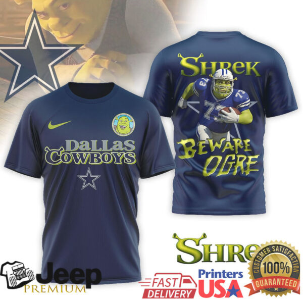 Cowboy Ogres Shrek Beware Ogre X Dallas Cowboys Nfl Mashup T Shirt - Teejeep Apperal