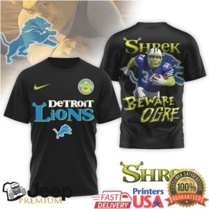 Shrek Detroit Lions Beware Ogre Football Tshirt