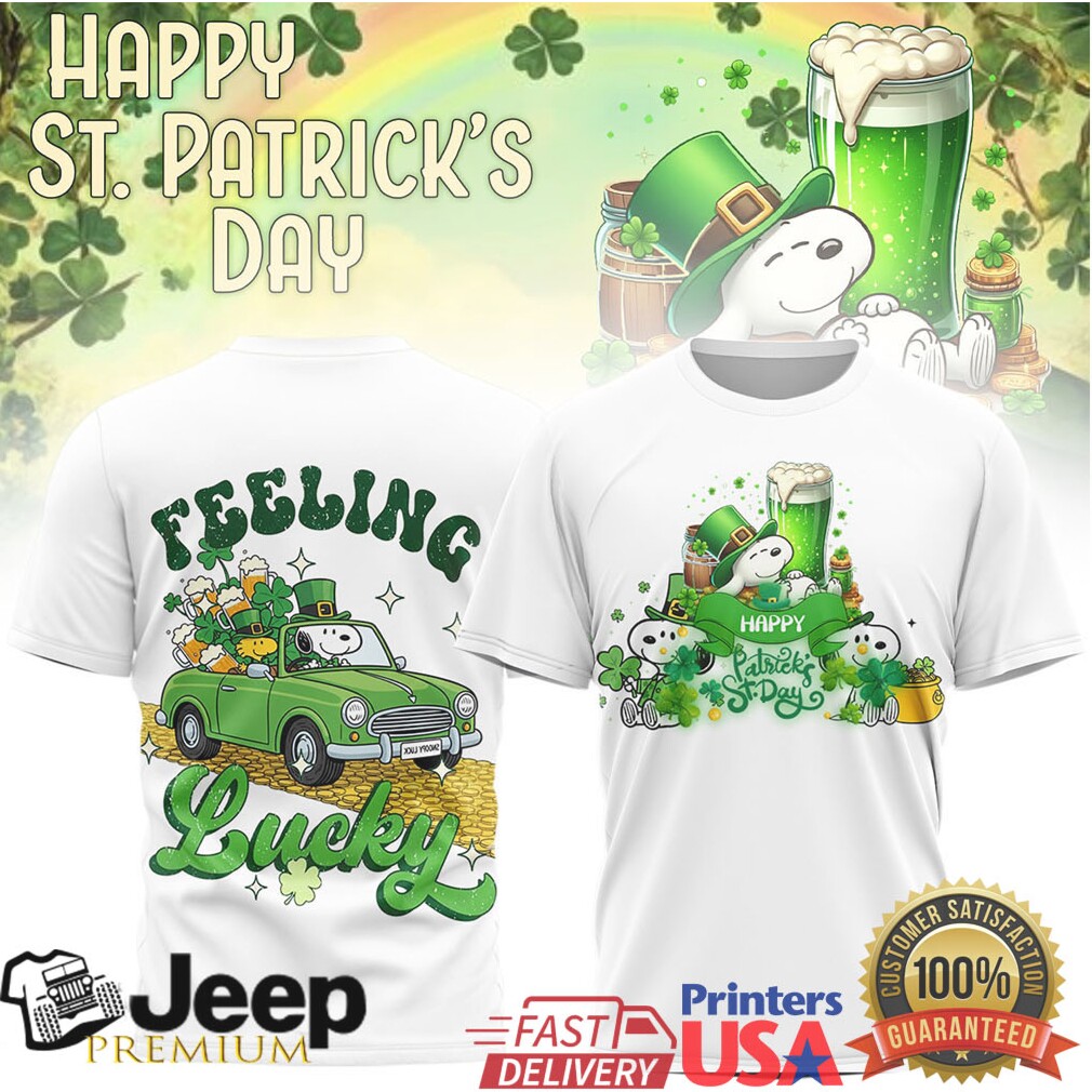 Snoopy and Woodstock St. Patrick’s Day Lucky Clover Green Graphic Tee Snoopy and Woodstock St. Patrick’s Day Lucky Clover Green Graphic Tee