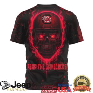 South Carolina Gamecocks Fear The Gamecocks Skull Helmet 3D All Over Print T Shirt