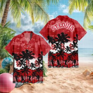 St. Louis Cardinals MLB Red Tropical Hawaiian Shirt Summer Beach Baseball Scene