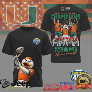 Miami Hurricanes Official NCAA Goodyear Cotton Bowl Champions 3D Shirt Miami Hurricanes Official NCAA Goodyear Cotton Bowl Champions 3D Shirt