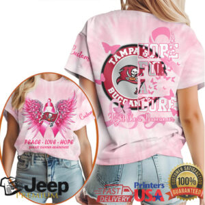Tampa Bay Buccaneers Breast Cancer Awareness Pink Angel Wings Graphic T Shirt