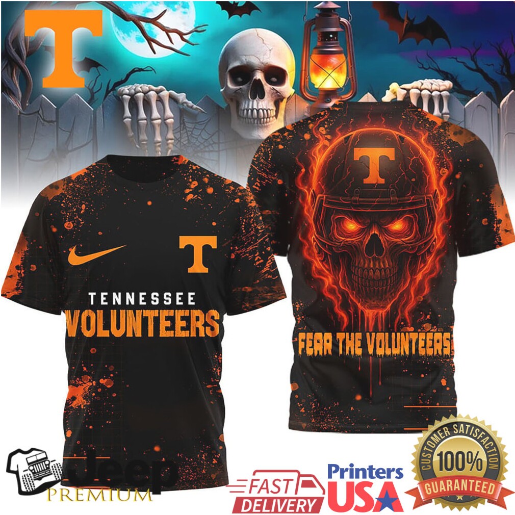 Tennessee Volunteers Fear The Volunteers Skull Helmet 3D All Over Print T Shirt Tennessee Volunteers Fear The Volunteers Skull Helmet 3D All Over Print T Shirt