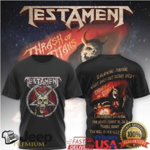 Testament Band Thrash of the Titans Skull Graphic Metal T Shirt