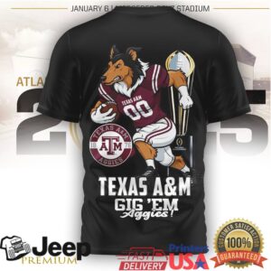Texas A&M Aggies 2025 2026 College Football Playoff Reveille Mascot T Shirt Texas A&M Aggies 2025 2026 College Football Playoff Reveille Mascot T Shirt