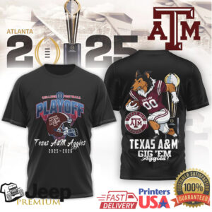 Texas A&M Aggies 2025 2026 College Football Playoff Reveille Mascot T Shirt
