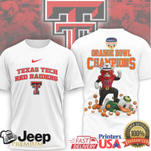 Texas Tech Red Raiders Orange Bowl Champions Mascot T Shirt Texas Tech Red Raiders Orange Bowl Champions Mascot T Shirt