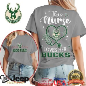 This Nurse Loves Her Milwaukee Bucks NBA Fan Heart Stethoscope Tee