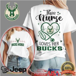 This Nurse Loves Her Milwaukee Bucks NBA Fan Heart Stethoscope Tee