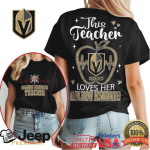This Teacher Loves Her Golden Knights Hockey Apple Heartbeat T Shirt This Teacher Loves Her Golden Knights Hockey Apple Heartbeat T Shirt