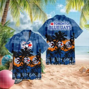 Toronto Blue Jays MLB Hawaiian Shirt Tropical Sunset Palm Tree Aloha Party Button Up