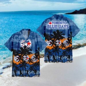 Toronto Blue Jays MLB Hawaiian Shirt Tropical Sunset Palm Tree Aloha Party Button Up