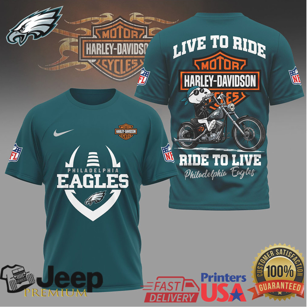 Philadelphia Eagles Official NFL Snoopy Harley Davidson 3D Shirt Philadelphia Eagles Official NFL Snoopy Harley Davidson 3D Shirt
