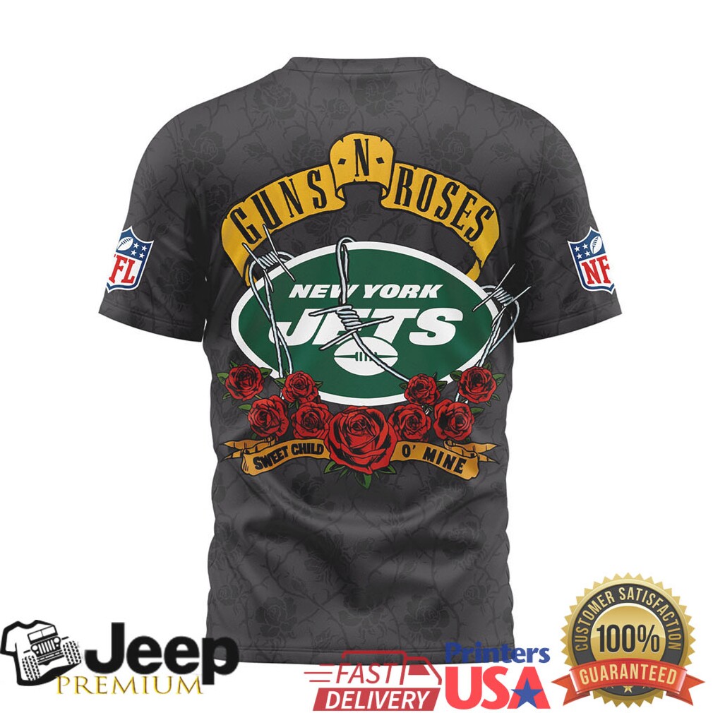 New York Jets Official NFL Guns N’ Roses 3D Shirt New York Jets Official NFL Guns N’ Roses 3D Shirt