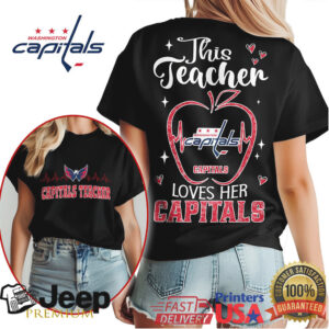 Washington Capitals Teacher Apple Heart Hockey Fan T Shirt Washington Capitals Teacher Apple Heart Hockey Fan T Shirt