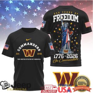Washington Commanders 250 Years of Freedom 1776 2026 T Shirt Washington Commanders 250 Years of Freedom 1776 2026 T Shirt