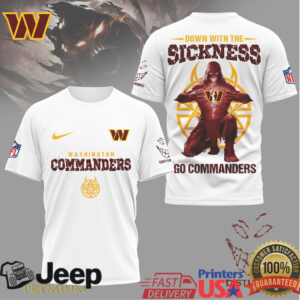 Washington Commanders Disturbed Down With The Sickness T Shirt