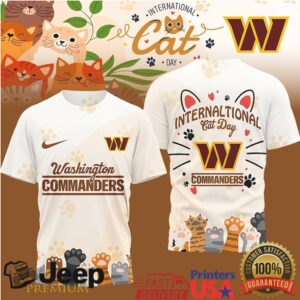 Washington Commanders International Cat Day 3D Graphic Tee